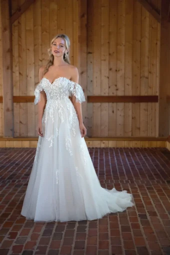 Essense of Australia D3529 #4 (IV-BC) Ivory Lace Tulle and Regal Organza over Biscotti Gown thumbnail