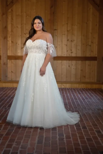 Essense of Australia D3529 #8 default (IV-BC) Ivory Lace Tulle and Regal Organza over Biscotti Gown thumbnail
