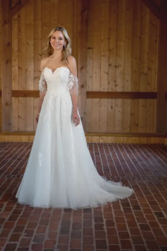 Essense of Australia D3529 #2 (IV-BC) Ivory Lace Tulle and Regal Organza over Biscotti Gown thumbnail
