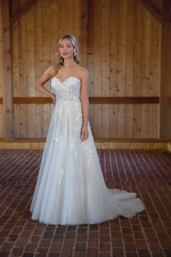 Essense of Australia D3529 #0 default (IV-BC) Ivory Lace Tulle and Regal Organza over Biscotti Gown thumbnail