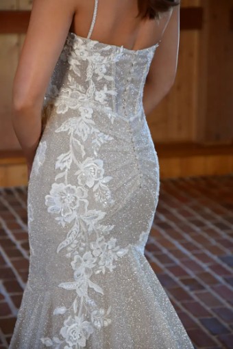 Essense of Australia D3486 #2 (IC-RUM) Ivory Lace and Champagne Silver Shimmer Tulle over Rum Gown thumbnail