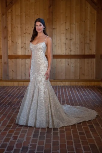 Essense of Australia D3486 #3 default (IC-RUM) Ivory Lace and Champagne Silver Shimmer Tulle over Rum Gown thumbnail